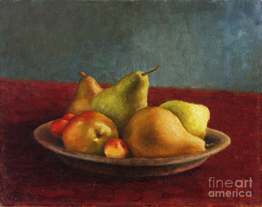 Pears and Cherries Painting by Natalia Astankina