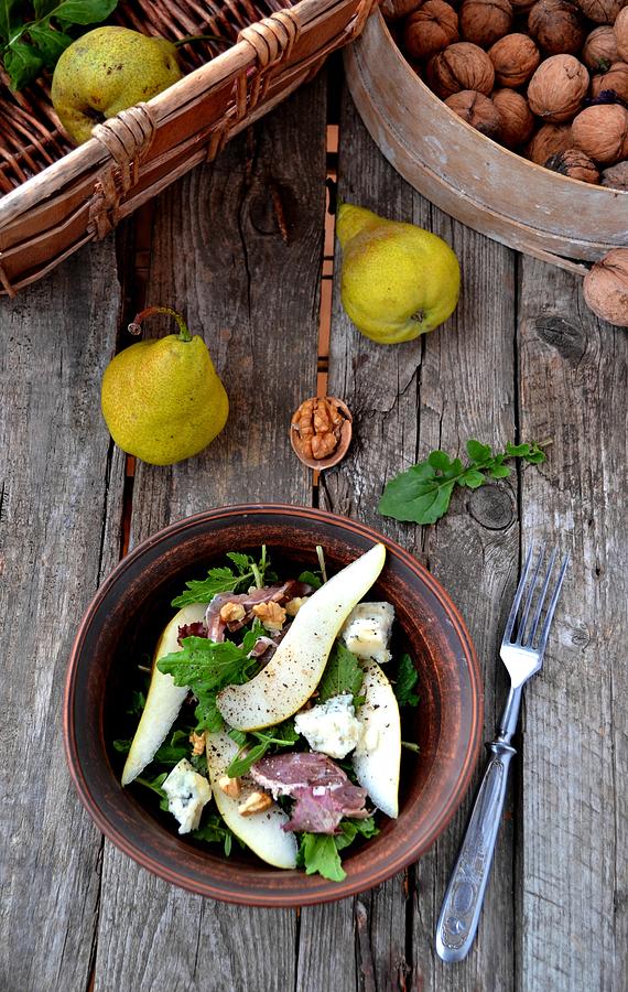 Pears And Gorgonzolla Salad Photograph by Zoryana Ivchenko