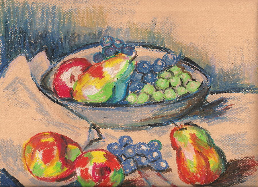Pears and Grapes 2 Painting by Hae Kim