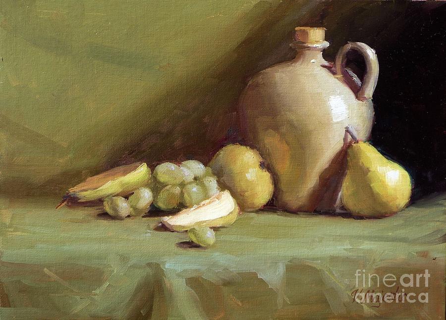 Pears and Grapes Still Life Painting by Viktoria K Majestic