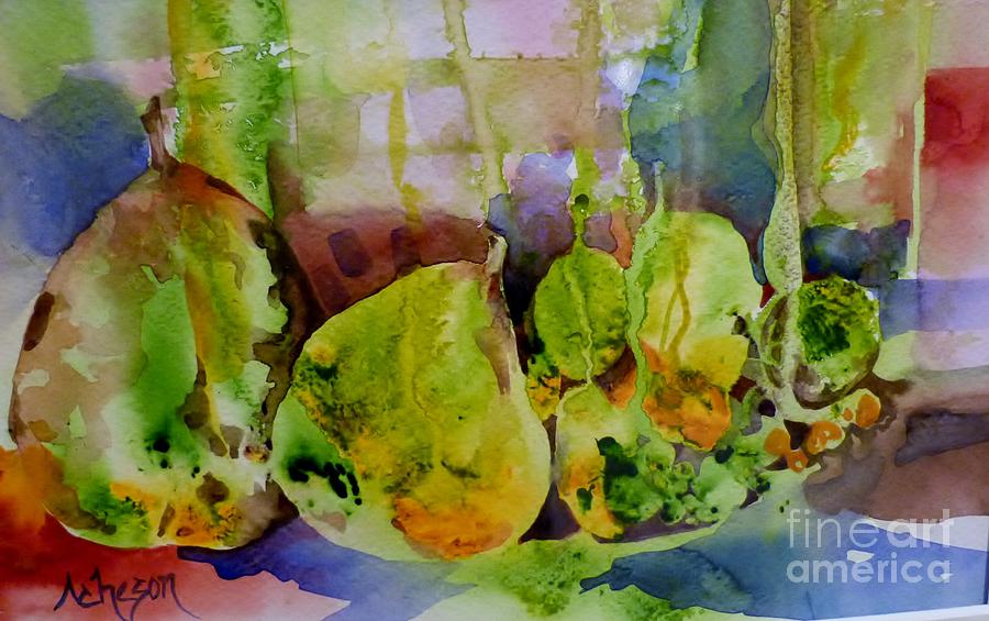 Pears and Limes Painting by Donna Acheson-Juillet
