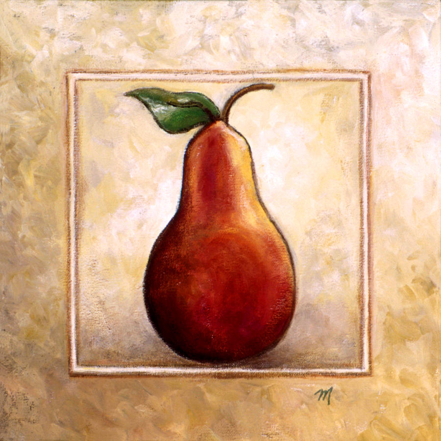 Pear Painting - Pears Diptych panel one of two by Linda Mears Pear Painting - Pears Diptych panel one of two by Linda Mears