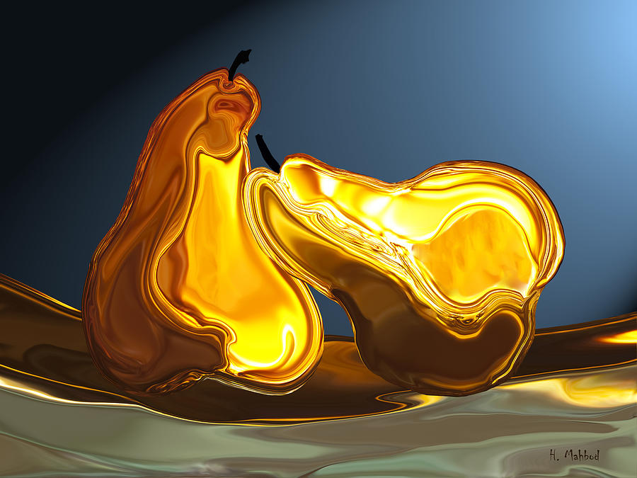 Golden pears  Digital Art by Haleh Mahbod