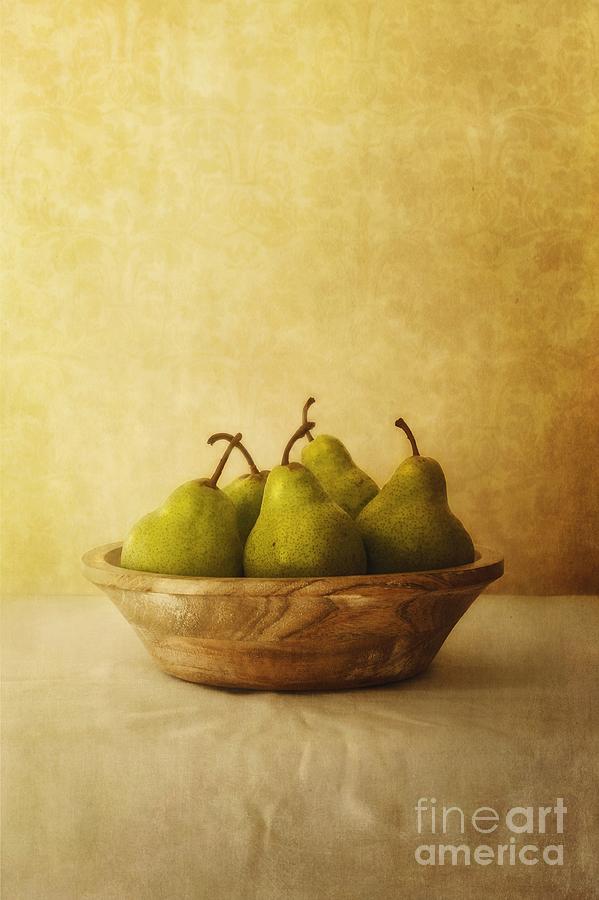 Pears In A Wooden Bowl Photograph by Priska Wettstein