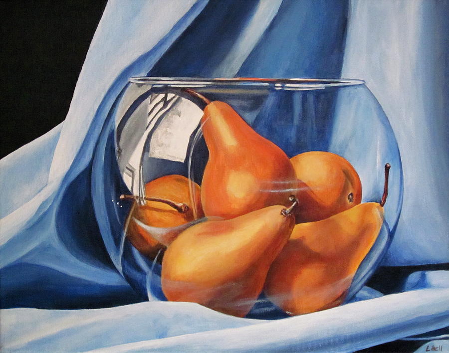 Still Life Painting - Pears in glass bowl by Lillian  Bell