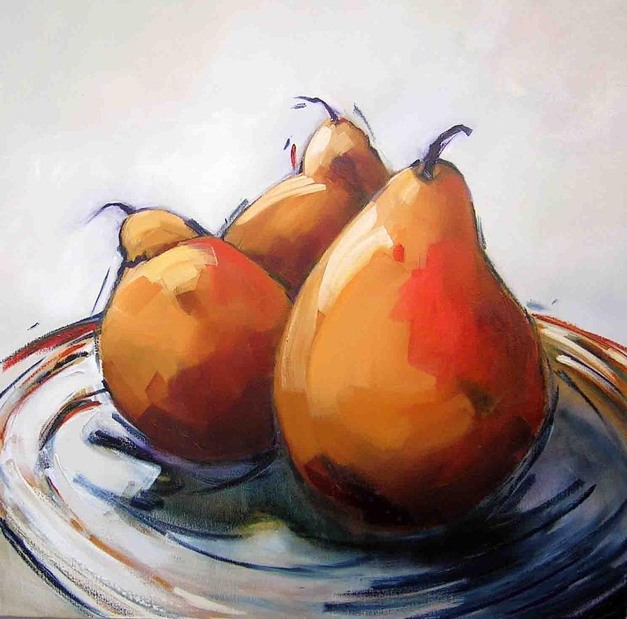 Pear Painting - Pears on a plate by Sara Paxton