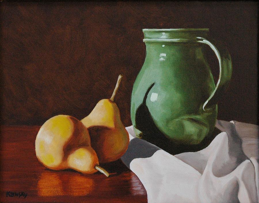 Pears With Water Jug Still Life Painting by Daniel Kansky