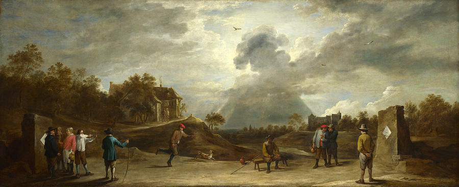 David Teniers The Younger Painting - Peasants at Archery by David Teniers the Younger