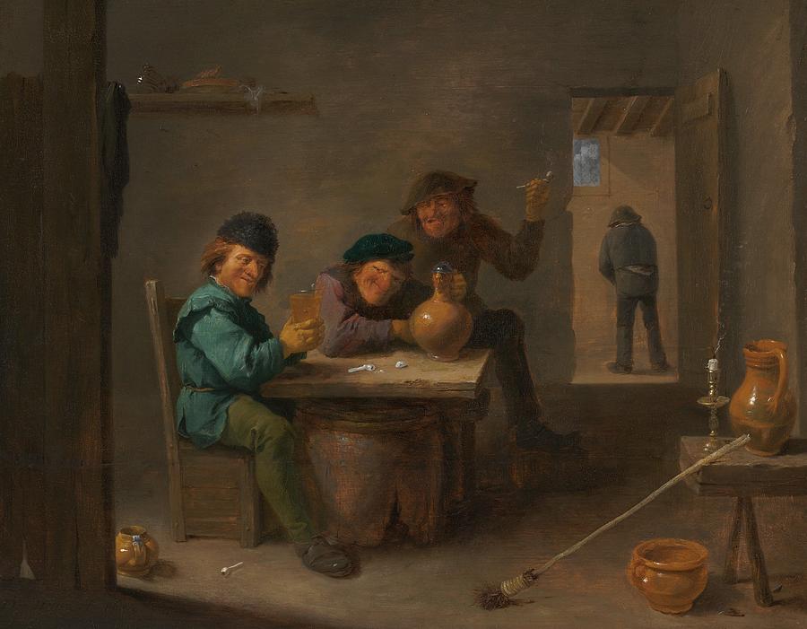 Portrait Painting - Peasants in a Tavern by David Teniers the Younger