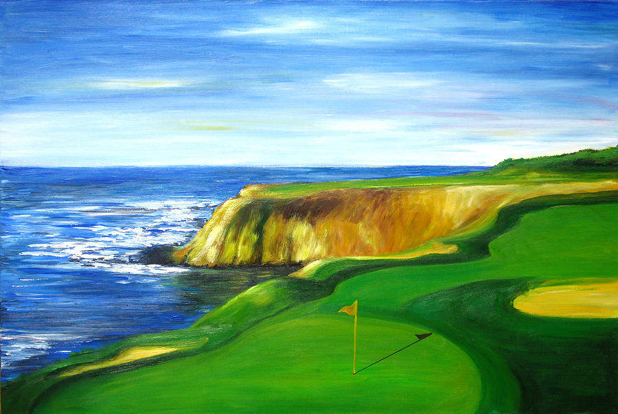 Pebble Beach Golf course Painting by Sheri  Chakamian