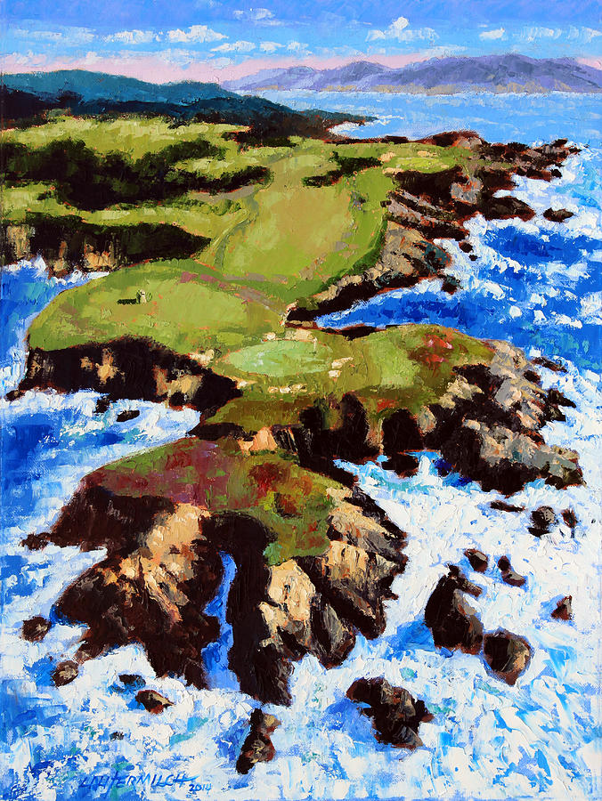 Pebble Beach Painting by John Lautermilch