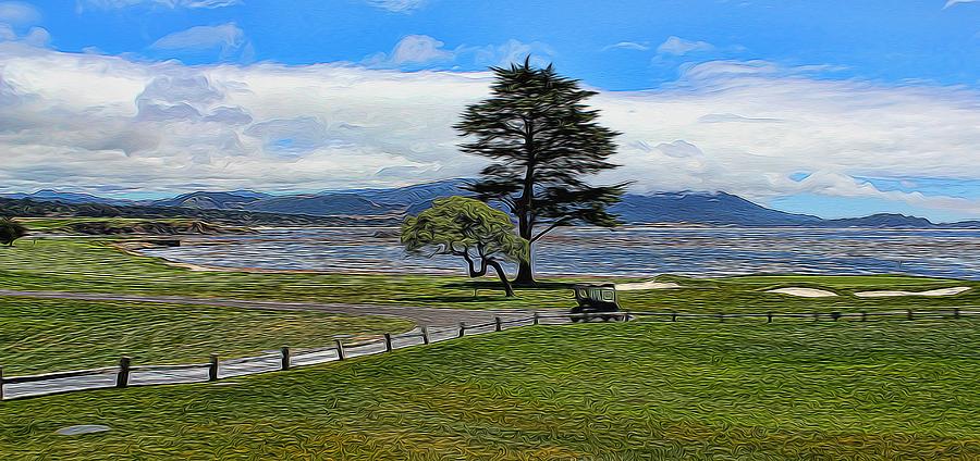 Pebble Beach Painted Photograph by Judy Vincent