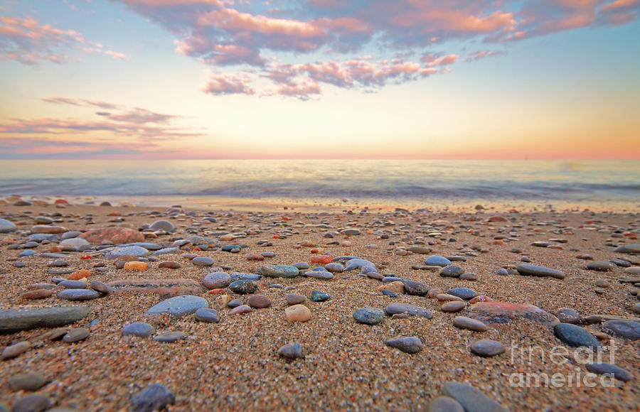 Pebbles on Beach Photograph by Charline Xia