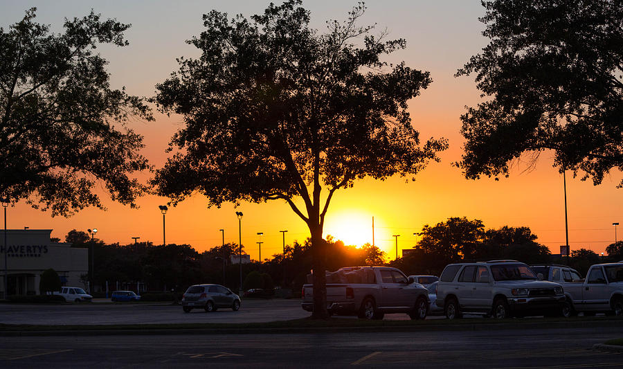 Pecanland Mall Parking Lot Sunset Photograph by Ester McGuire