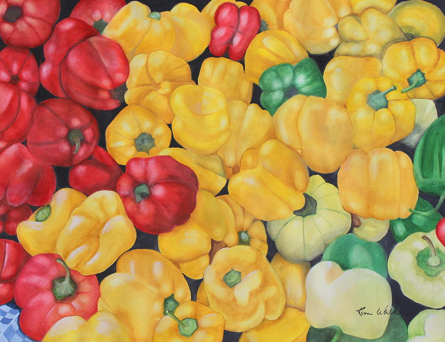 Peck of Peppers Watercolor Painting by Kimberly Walker