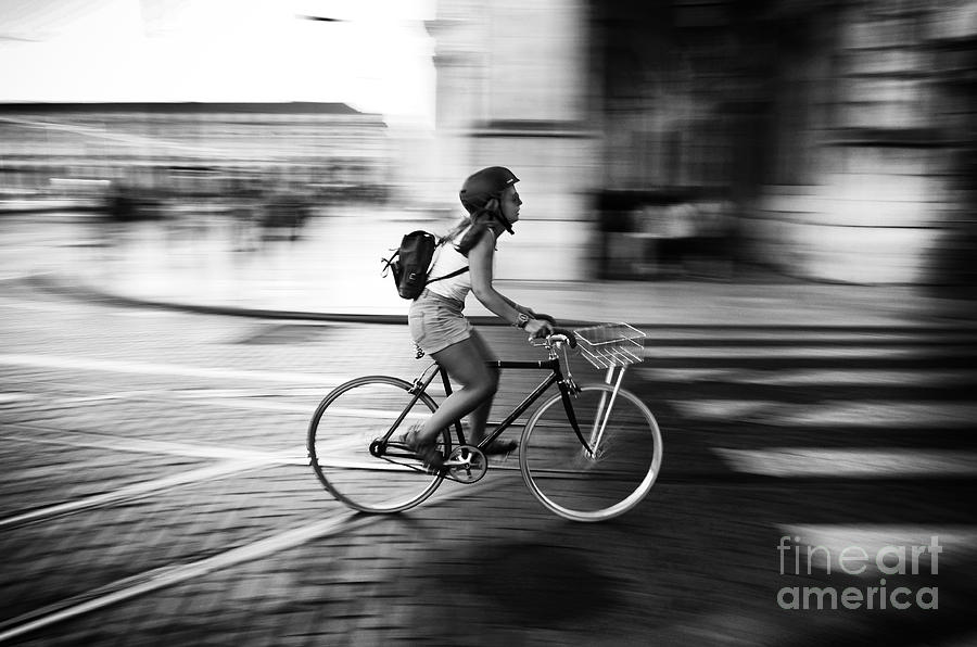 Pedalling in Rua da Prata Photograph by Carlos Caetano