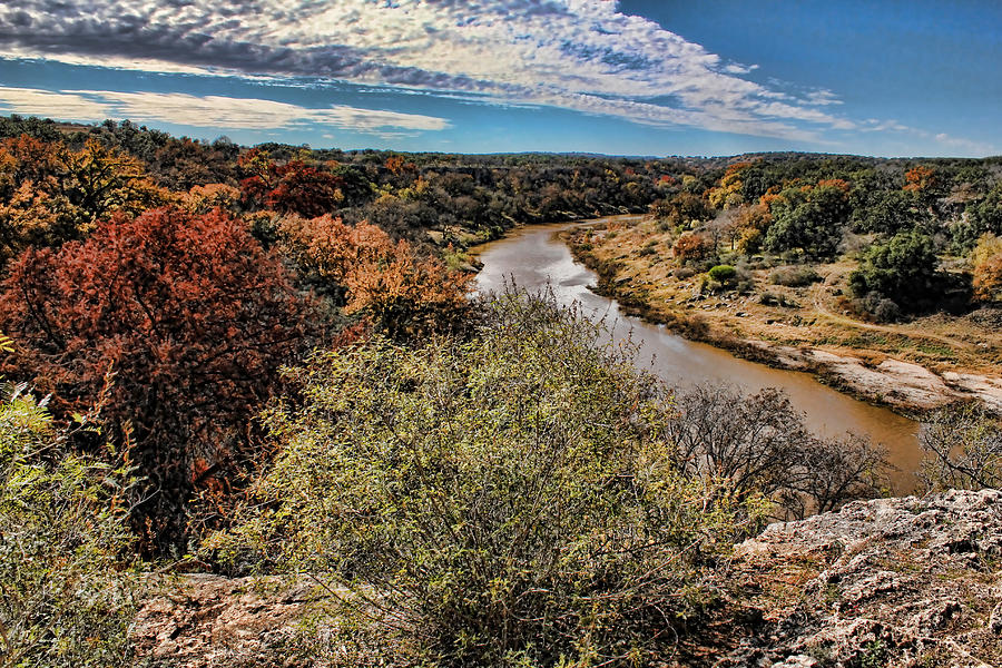 Pedernales River in Autumn Photograph by Judy Vincent