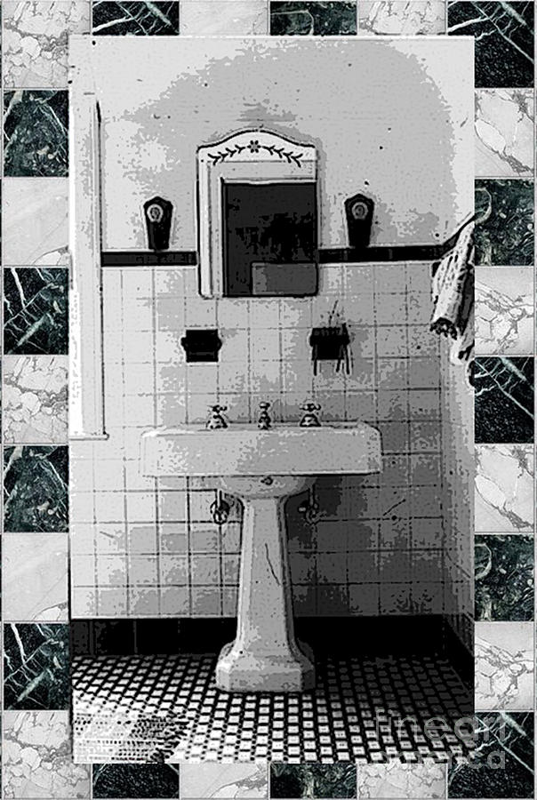 Black And White Mixed Media - Pedestal Sink by Tammera Malicki-Wong
