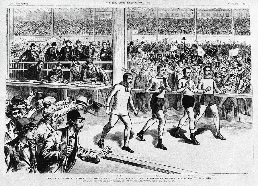 Pedestrian Race, 1879 Painting by Granger