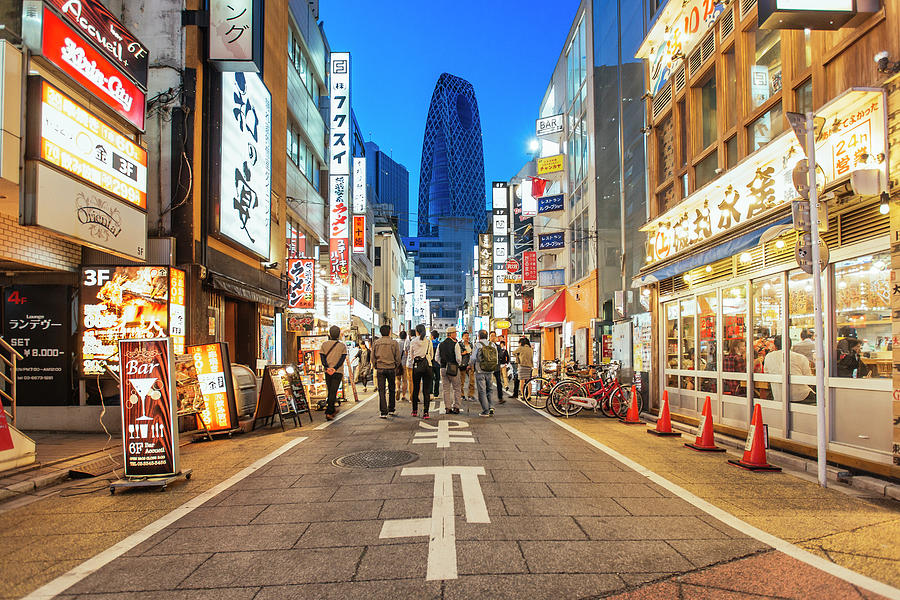 Pedestrian Street In Shinjuku Ward Photograph by Alexander Spatari