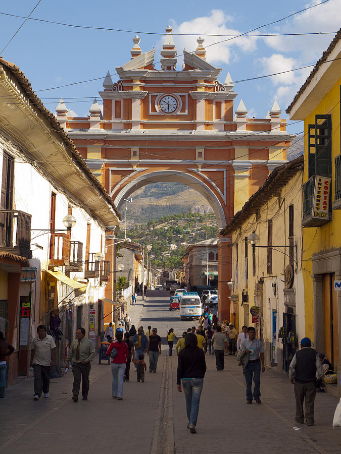 Pedestrian street in the historic part of Ayacucho, Peru Photograph by Holgs