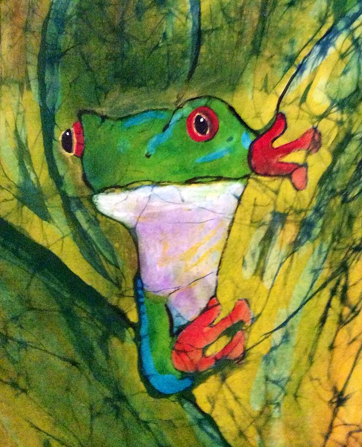 Peek-a-Boo Frog Tapestry - Textile by Kay Shaffer