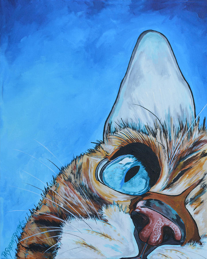 Cat Painting - Peek A Boo by Patti Schermerhorn