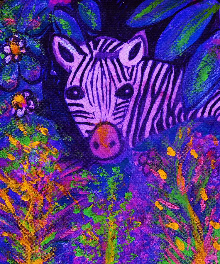 Peek-a-Boo Zebra at Night Painting by Anne-Elizabeth Whiteway - Fine Art  America