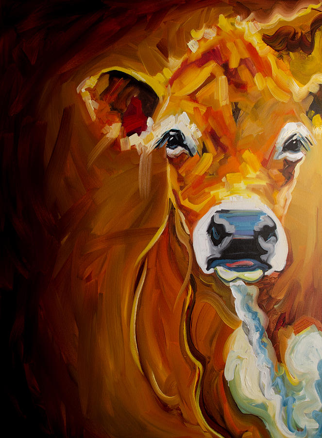 Peek Cow Painting by Diane Whitehead
