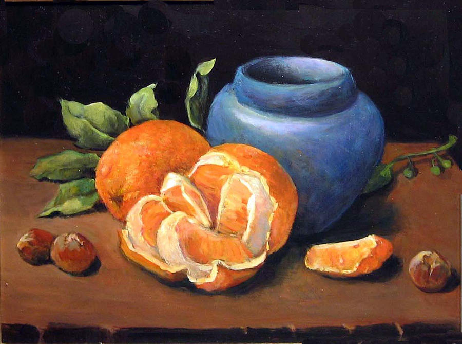 Peeled Orange Painting by Donna Tucker
