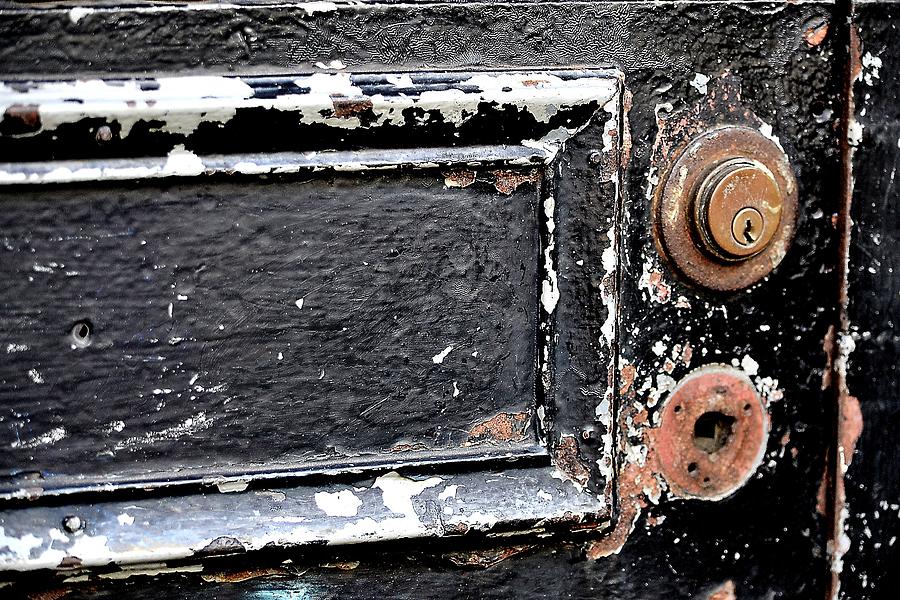Peeling Black Paint and Old Locks Photograph by Nadalyn Larsen