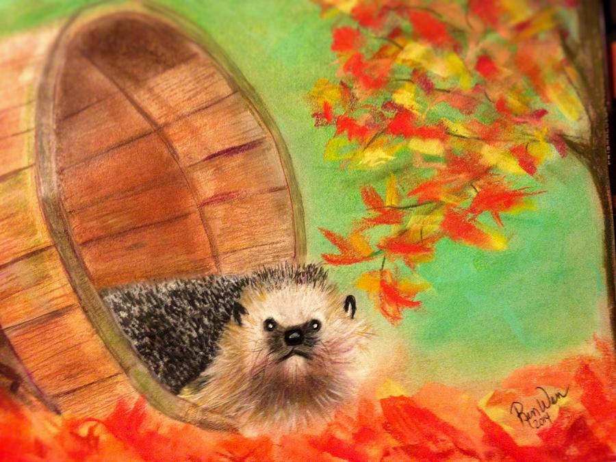 Hungry, Hungry Hedgehog Pastel by Renee Michelle Wenker