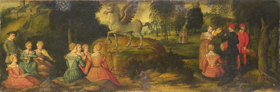 Pegasus and the Muses Painting by Girolamo Romanino