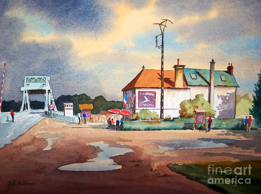 Pegasus Bridge and Cafe Gondree Painting by Bill Holkham