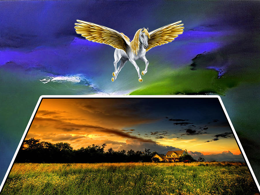 Fantasy Mixed Media - Pegasus in Flight by Marvin Blaine