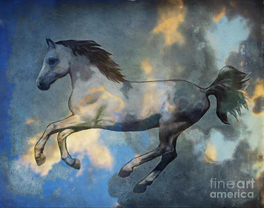 Pegasus Painting - Pegasus in Flight by Ursula Freer