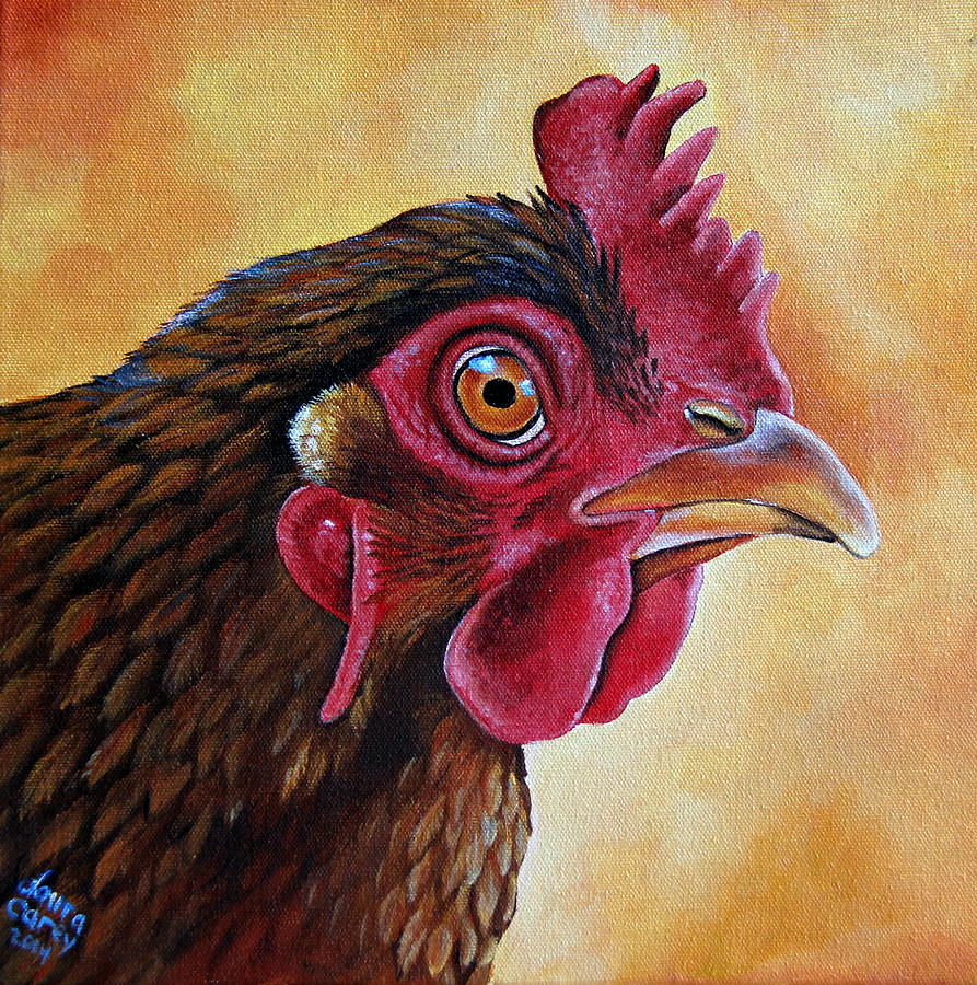 Chicken Painting - Peggy by Laura Carey