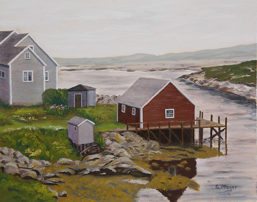 Peggys Cove Painting by Alan Mager