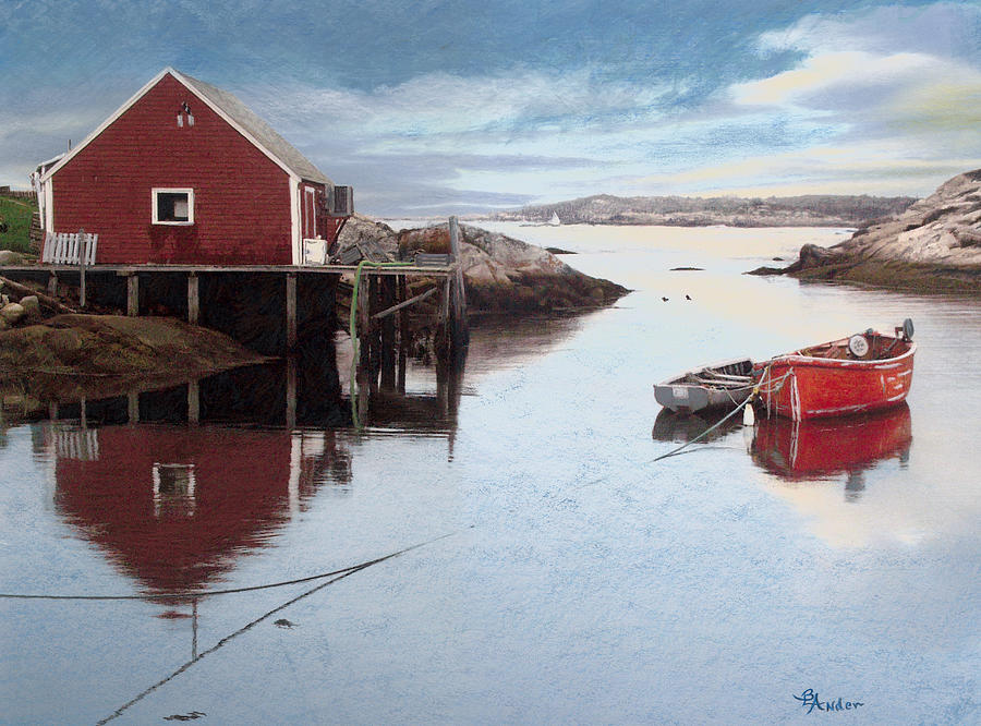 Peggys Cove Drawing by Brent Ander