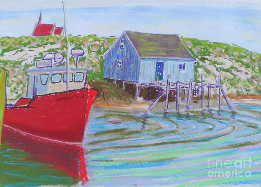 Peggys Cove fishing boat Pastel by Rae  Smith PSC