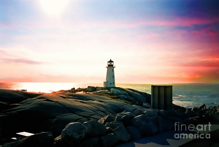 Peggys Cove Lighthouse Painting by Elaine Manley