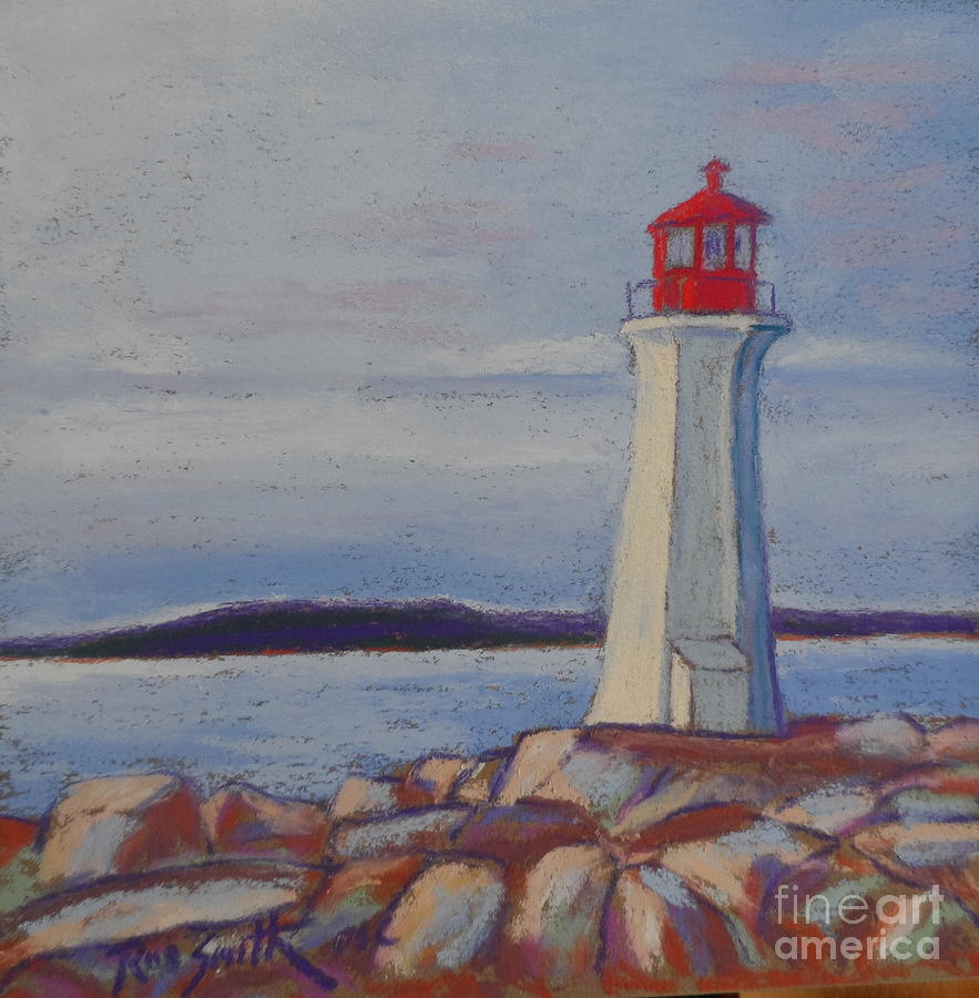 Peggys Cove Lighthouse Pastel by Rae  Smith PSC