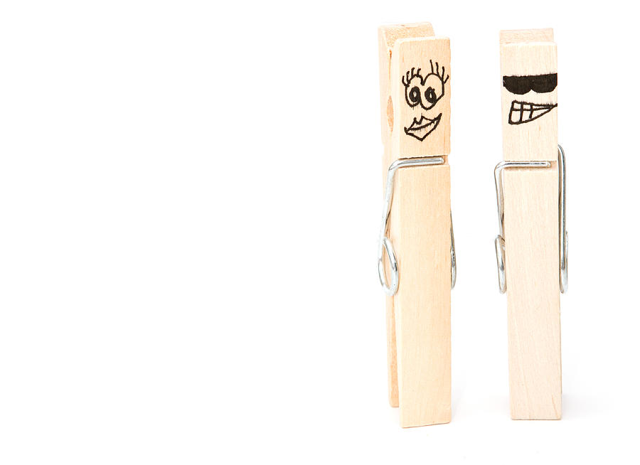 Cool Photograph - Pegs Showing Happy Man And Woman Concept by Fizzy Image