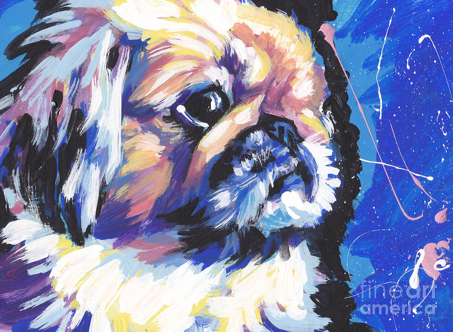 Dog Painting - Peke A Boo by Lea S