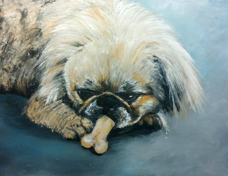 Pekinese And The Bone Painting