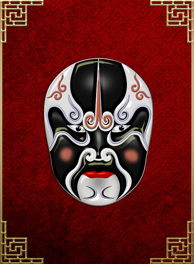 Peking Opera Face-paint Masks - Chong Heihu Digital Art by Serge Averbukh
