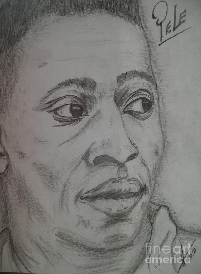 Famous Faces Drawing - Pele by Collin A Clarke