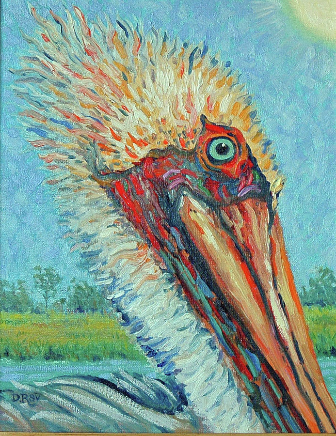 Pelican After Style of Van Gogh Painting by Dwain Ray