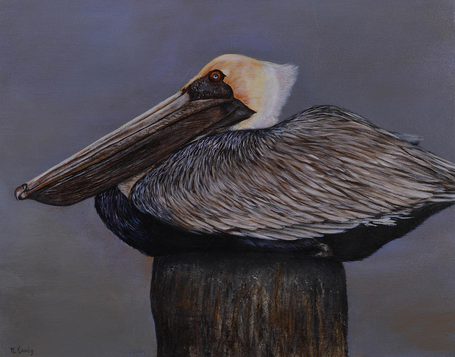 Pelican at the Pier Painting by Nancy Lauby