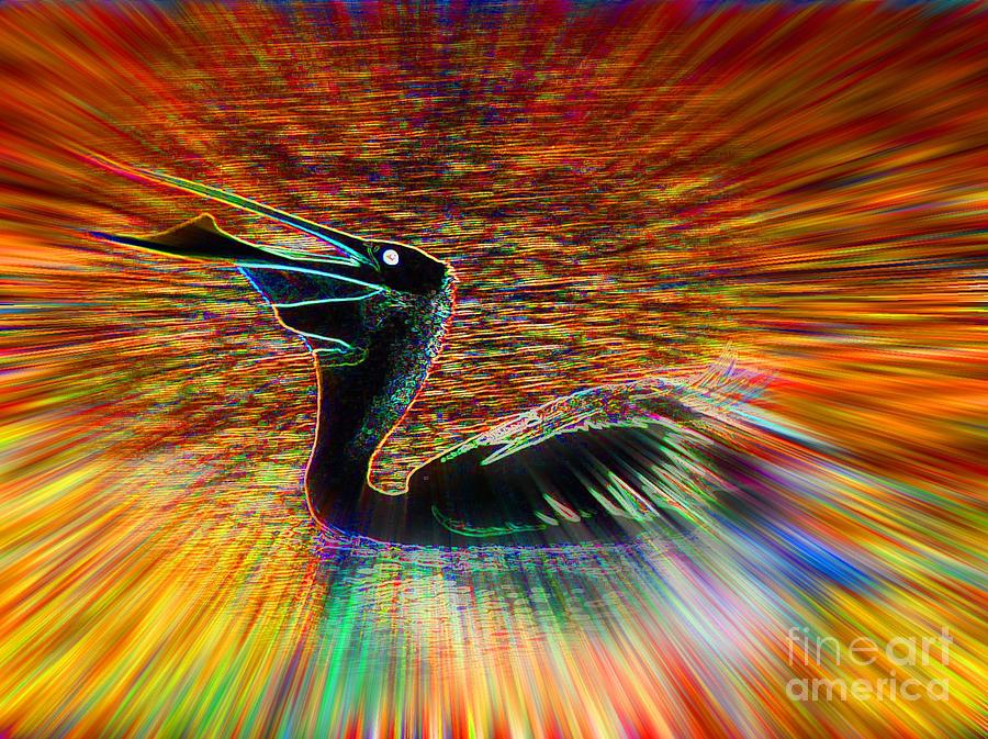 Pelican Digital Art - Pelican in Black by Lorles Lifestyles